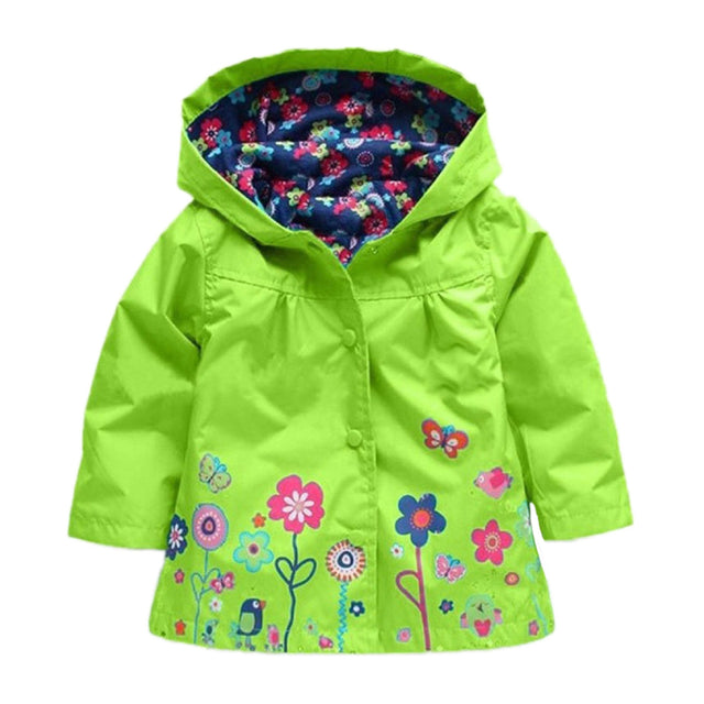 Children's flower raincoat green
