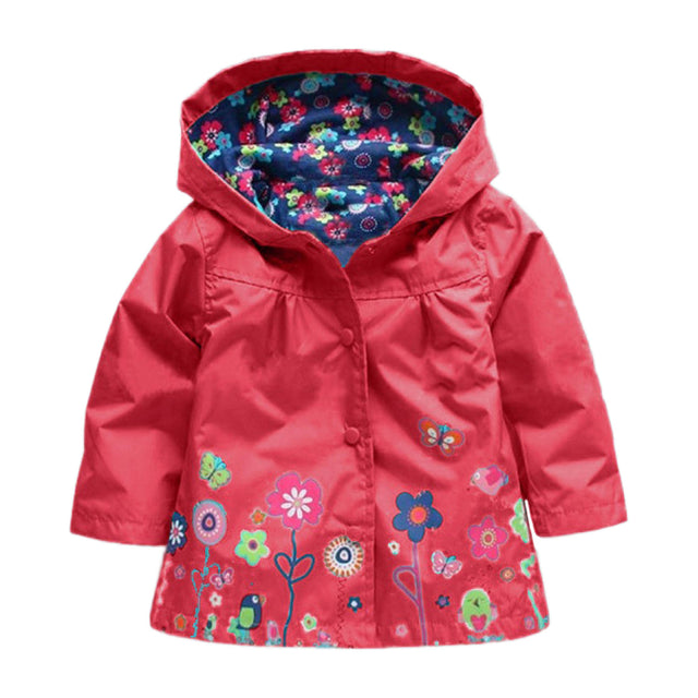 Children's flower raincoat red
