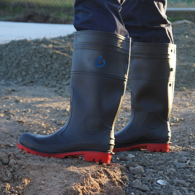 Classic gumboot black/red construction