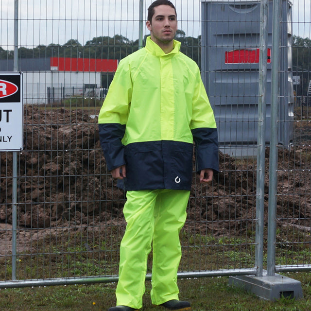 Tuflite hi-vis rain jacket and pants set lime construction