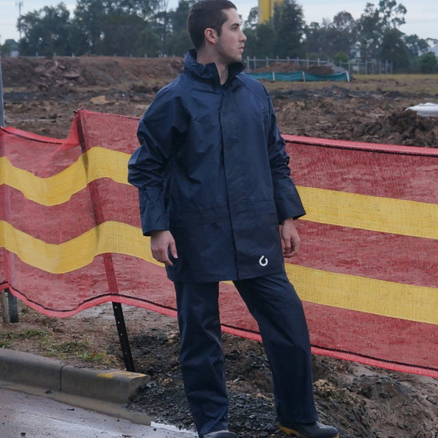 Tuflite hi-vis rain jacket and pants set navy construction