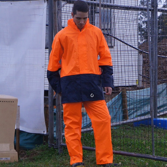 Tuflite hi-vis rain jacket and pants set orange construction